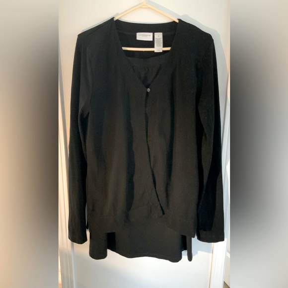 Liz Claiborne Two Piece Set-Black Cardigan and Skirt Size Large - Picture 1 of 11